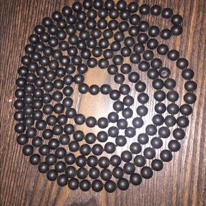 Extra Long Black Beaded Wrap Black Necklace